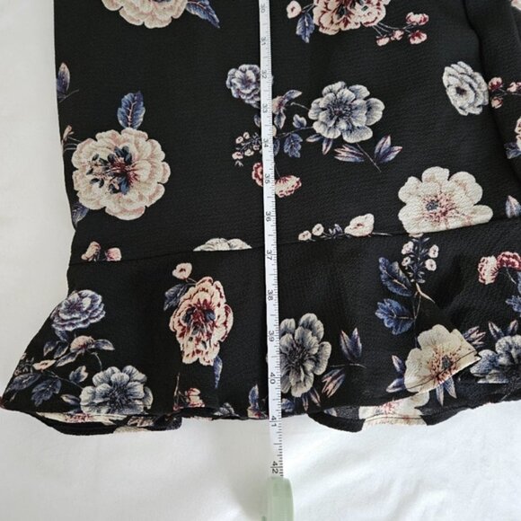 Aqua Curve Dress 2X Floral Smoked Waist LS Midi Ruffle Hem Lined V Neck USA Made - Picture 12 of 16